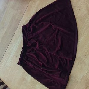 Red velvet mini circle skirt